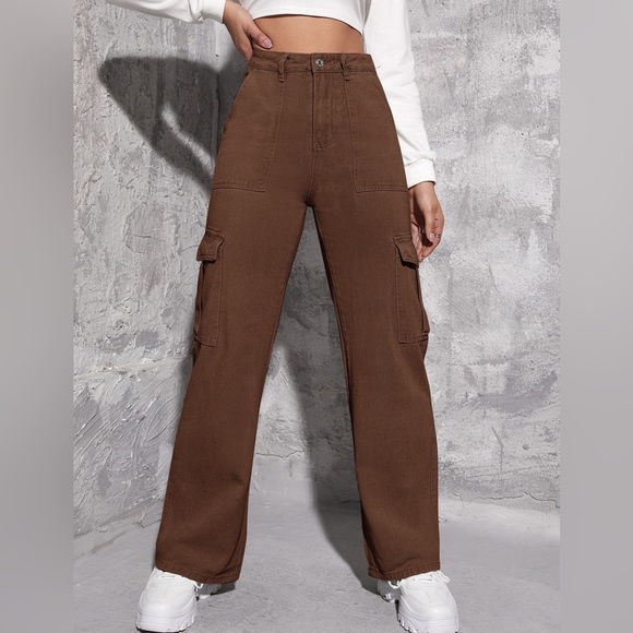 Never Worn Brown Cargo Pants - Picture 1 of 4